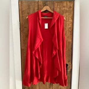 the limited collection red waterfall long sweater vest sleeveless cardigan